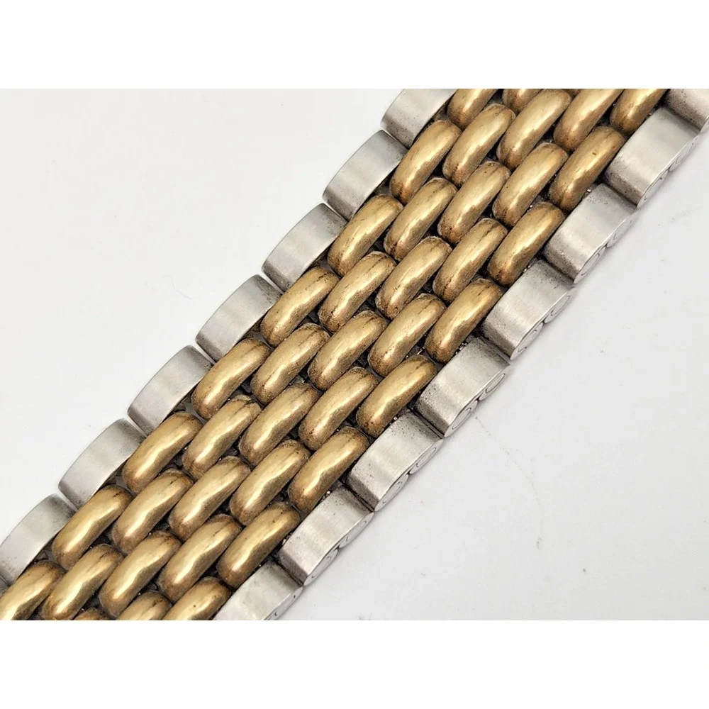 Vtg Spidel Beads of Rice Two Tone 10k RGP Stainless Steel Watch Bracelet 19 mm